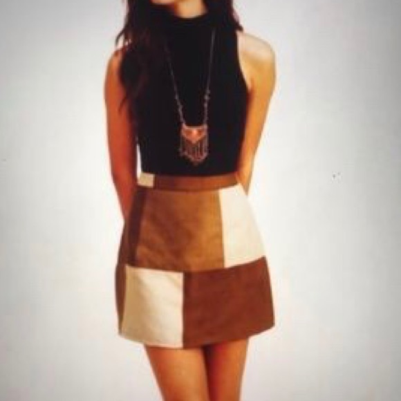 Hollister Dresses & Skirts - Hollister Colorblock Suede Skirt